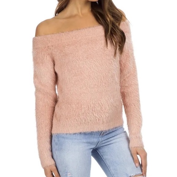 MINKPINK Florentine Off Shoulder Sweater in Mushroom - Picture 3 of 5